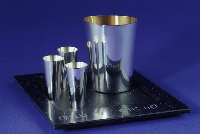 Kiddush set with composite tray