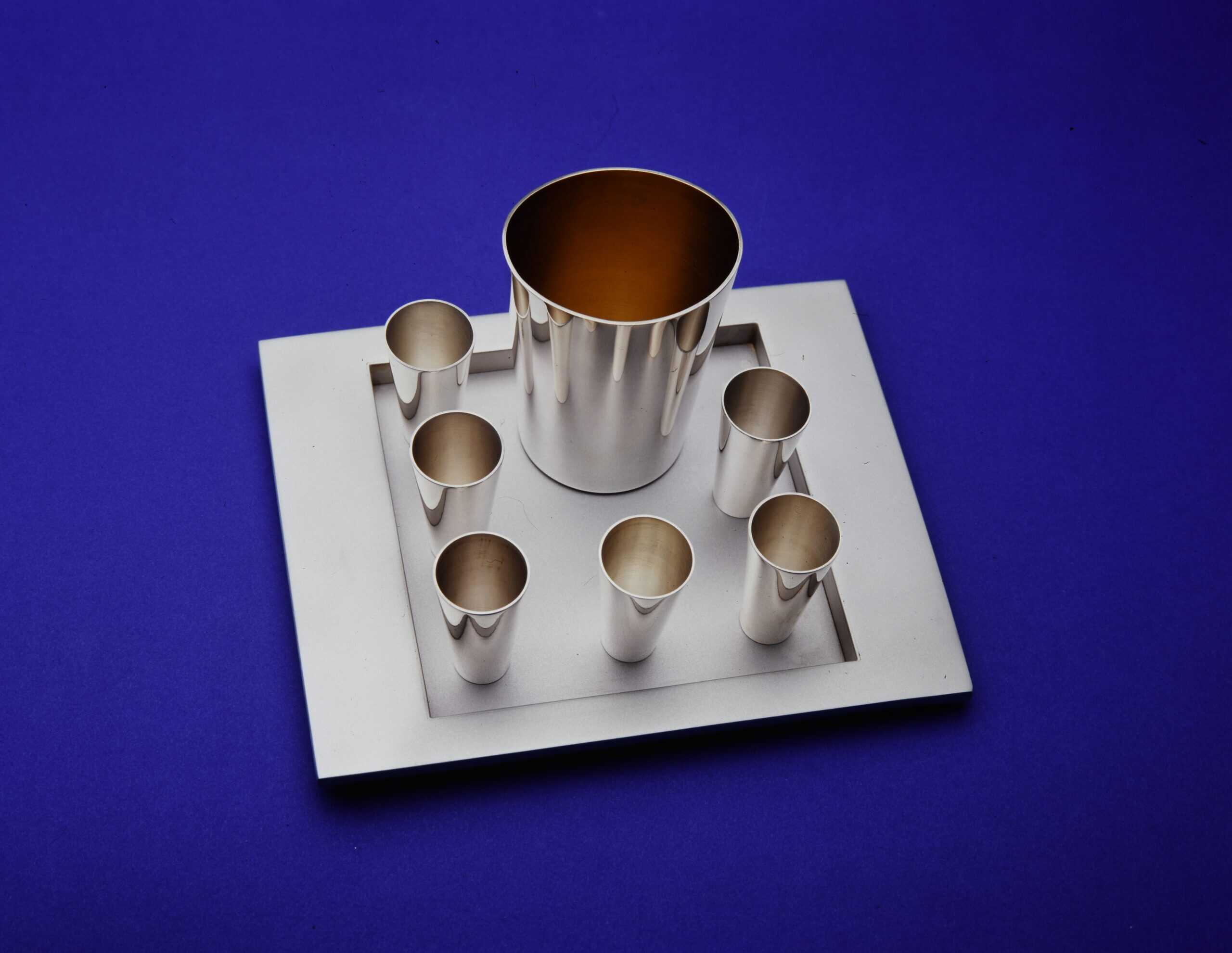 Kiddush set with silver tray